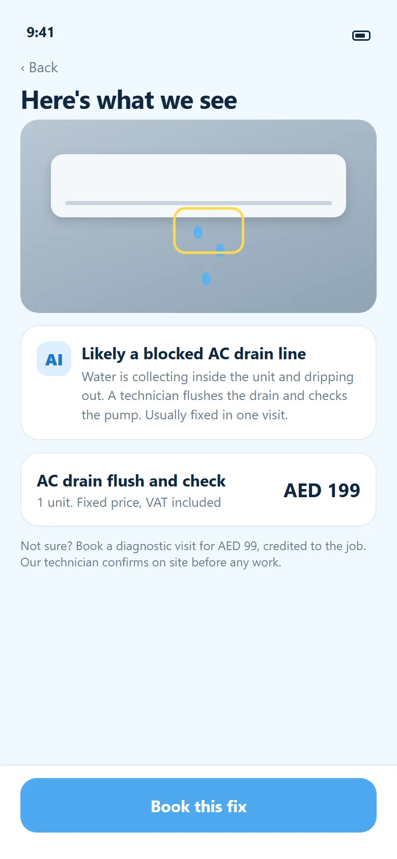 AI diagnosis screen